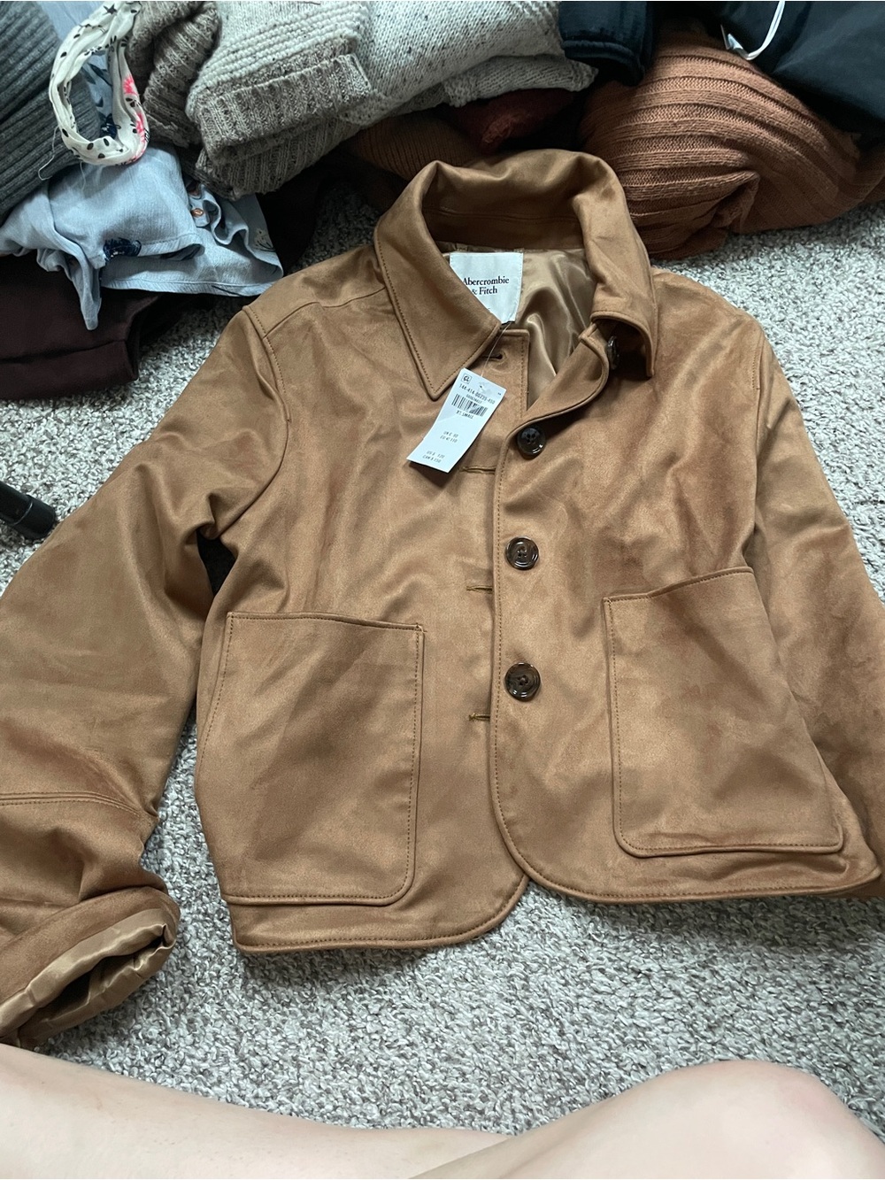 Abercrombie & Fitch Camel Vegan Suede Jacket